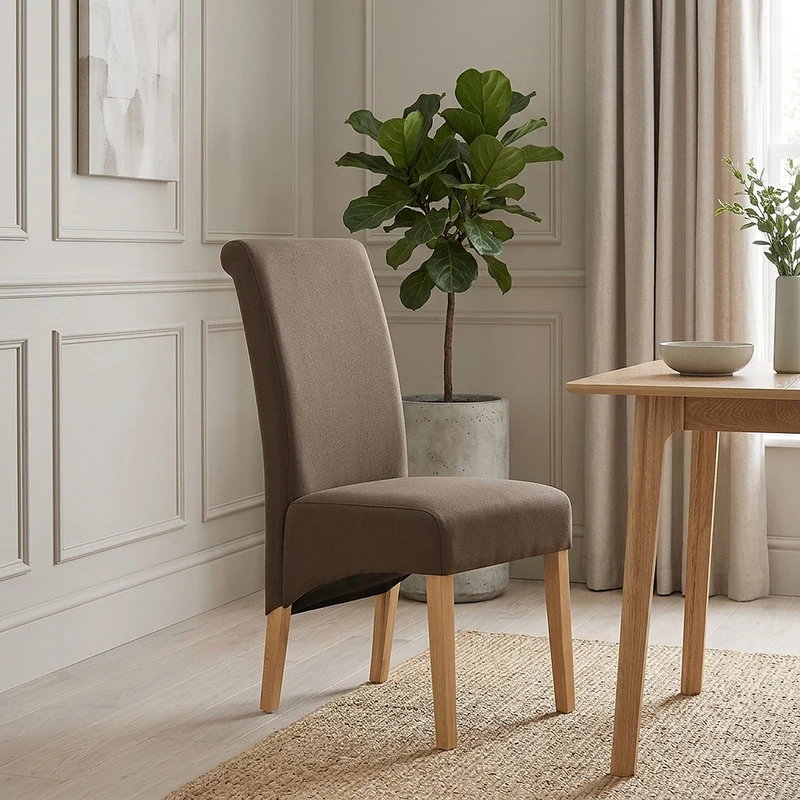 Chaise Chêne Tissu - Carlo Marron
