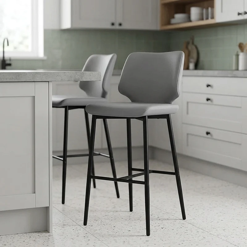 Tabouret de Bar Faux Cuir - Elan Gris