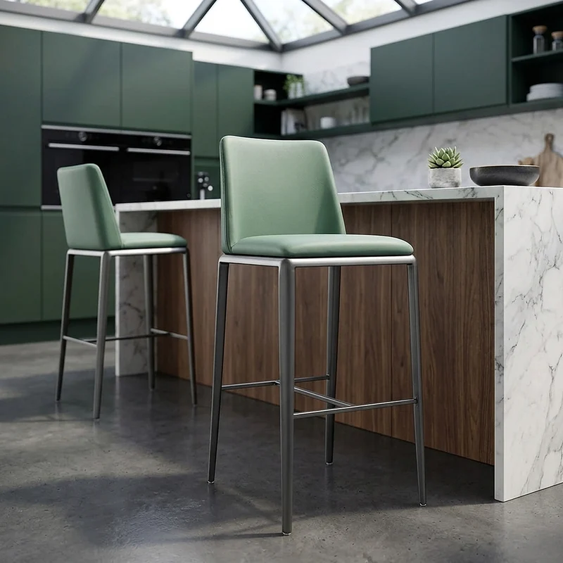 Tabouret de Bar Faux Cuir - Elise Vert