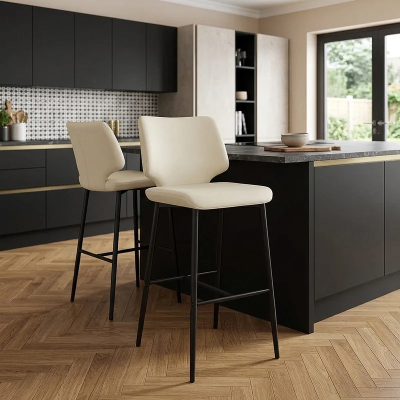 Tabouret de Bar Faux Cuir - Elan Crème