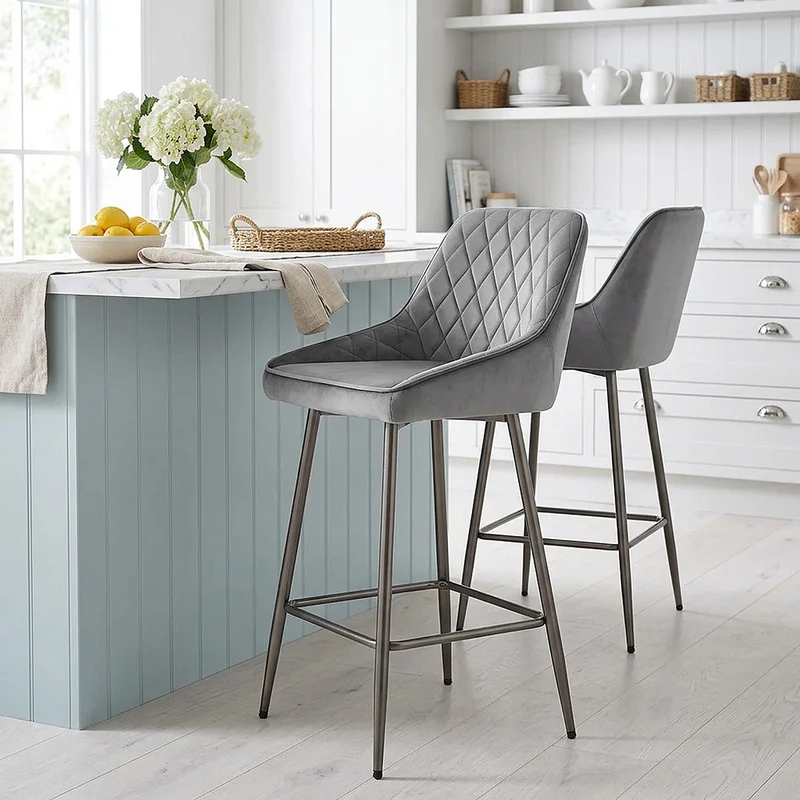 Tabouret de Bar Velours - Brisbane Gris