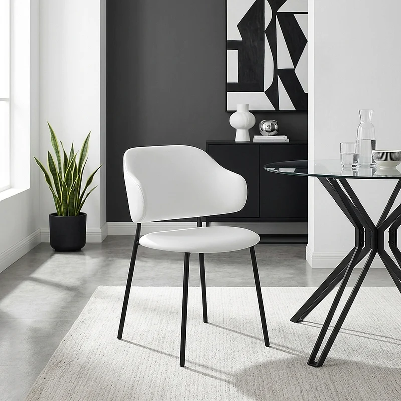 Chaise Faux Cuir - Brodie Blanc