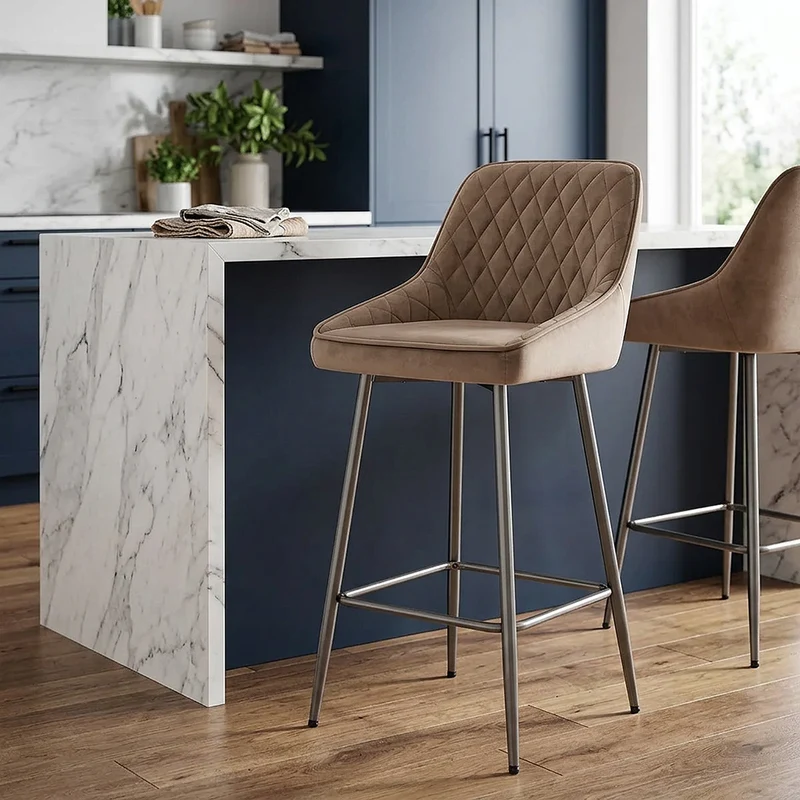 Tabouret de Bar Velours - Brisbane Marron