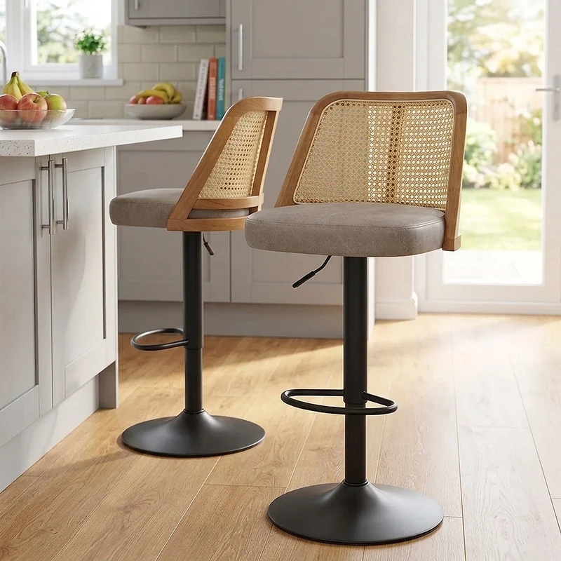Tabouret de Bar Faux Cuir - Drew Taupe