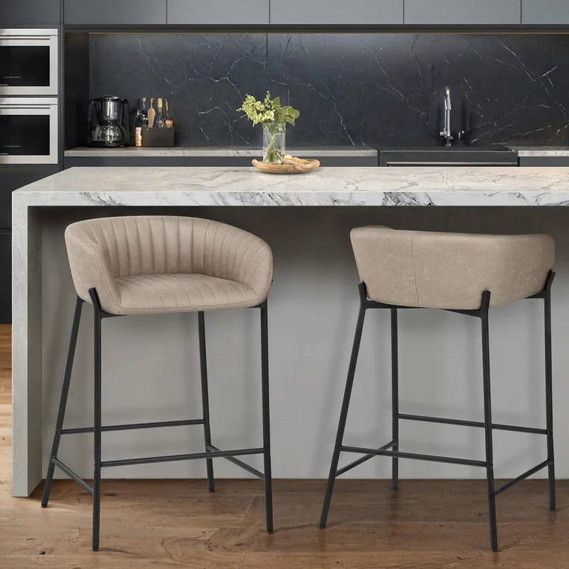 Tabouret de Bar Faux Cuir - Cub Taupe