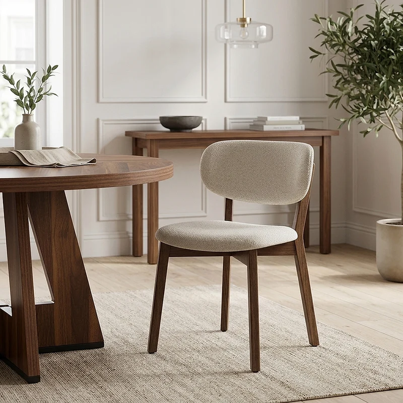 Chaise Chêne Clair Tissu - Maya Crème