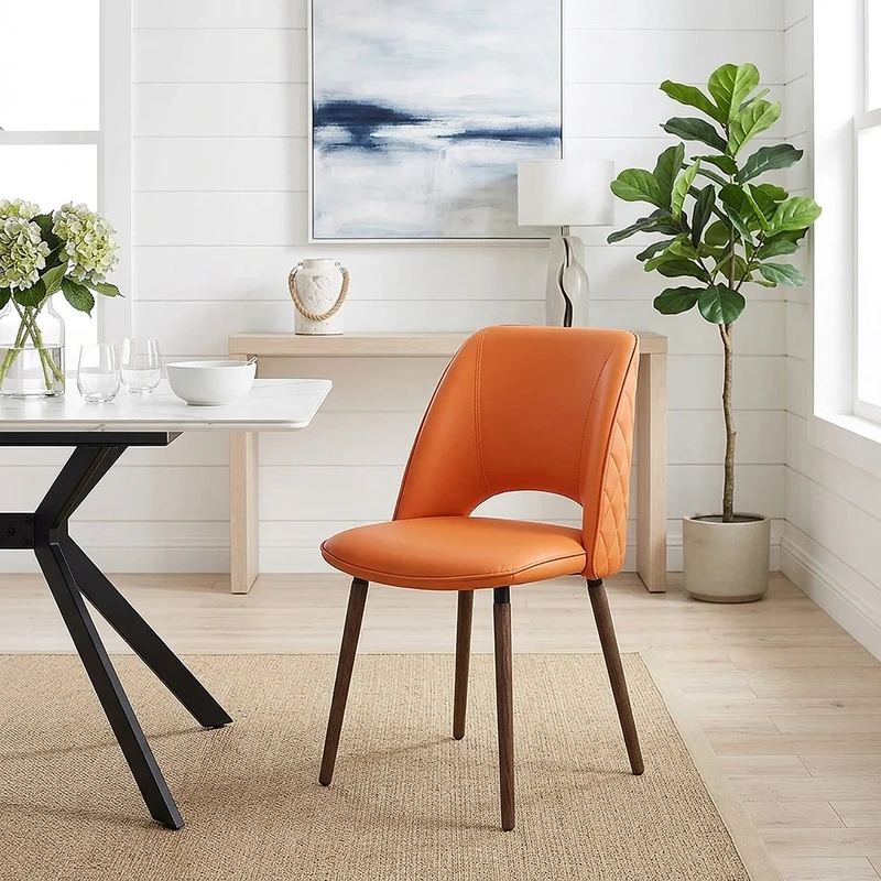 Chaise Cuir Véritable - Santo Orange