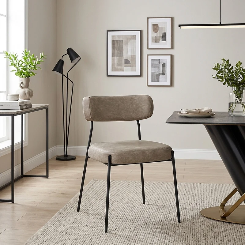 Chaise Faux Cuir Noir - Diana Taupe