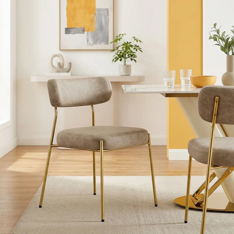 Chaise Faux Cuir Or - Diana Or Taupe