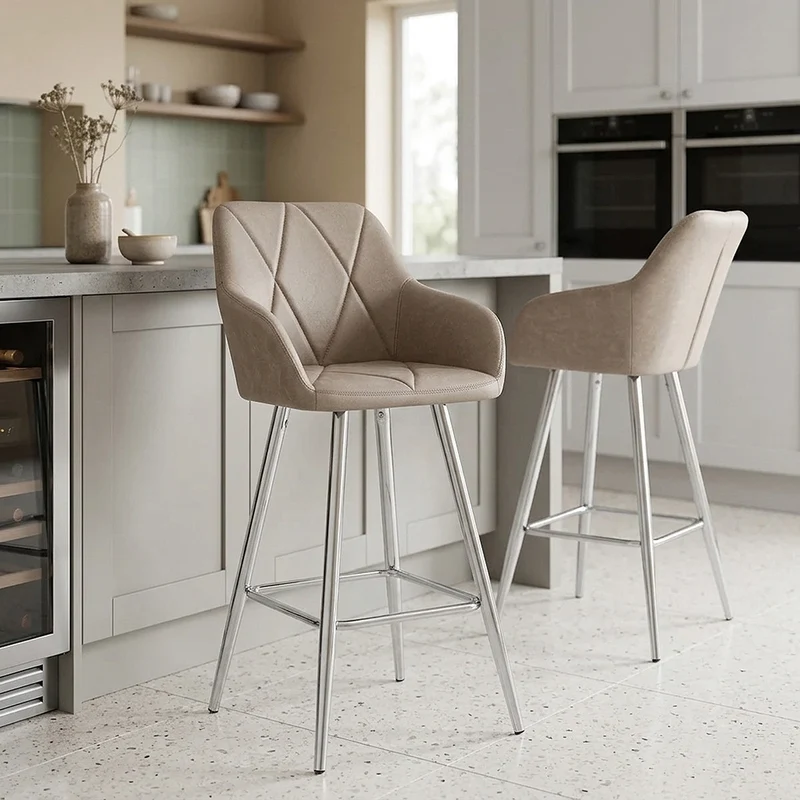 Tabouret de Bar Faux Cuir Antique - Mason Taupe