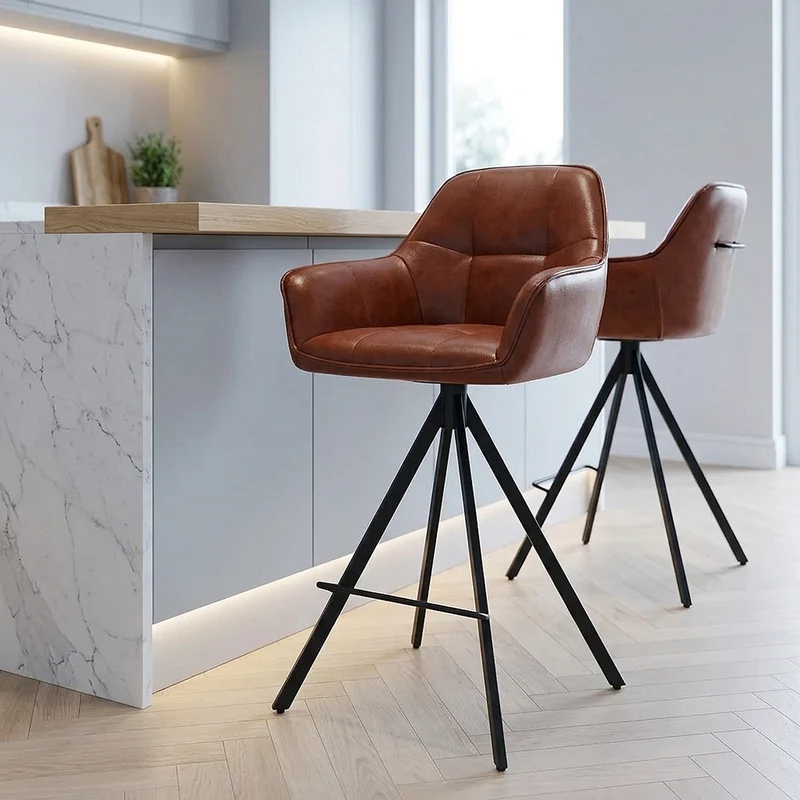 Tabouret Faux Cuir - Venice Marron