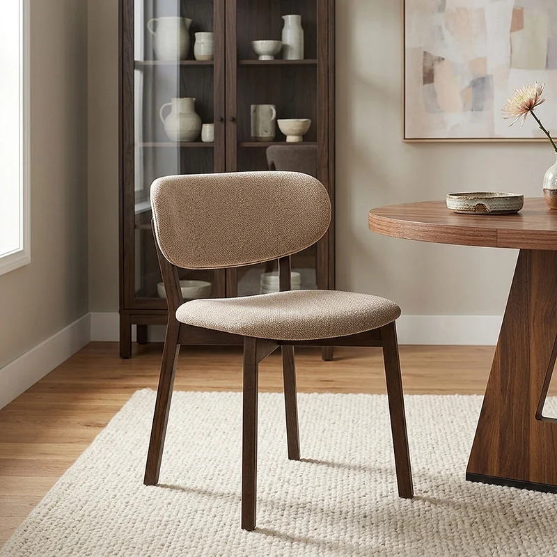Chaise Chêne Foncé Tissu - Maya Crème