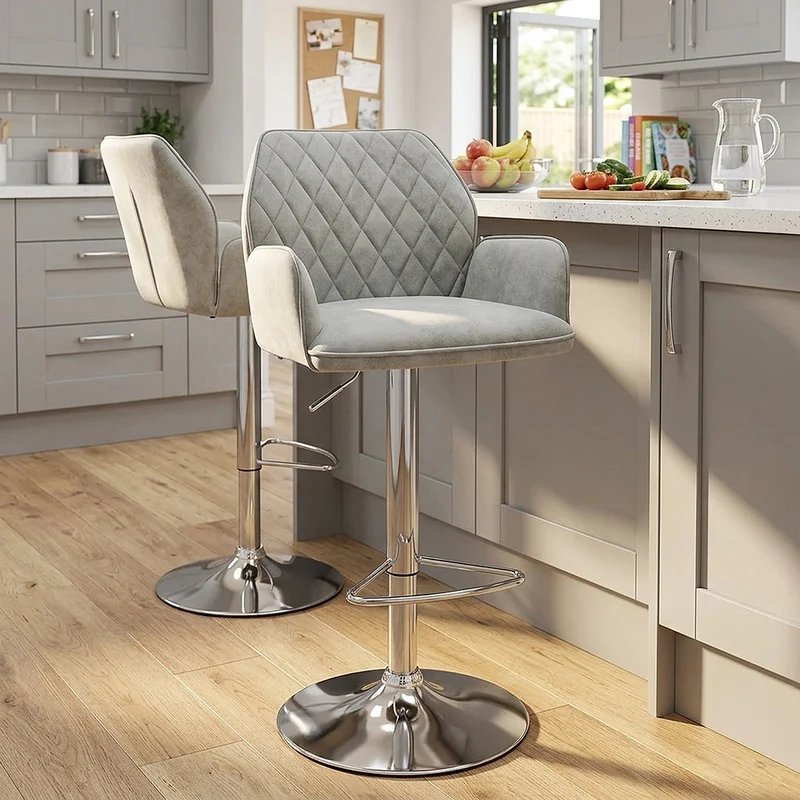 Chaise de bar Faux Daim - Harvard Gris