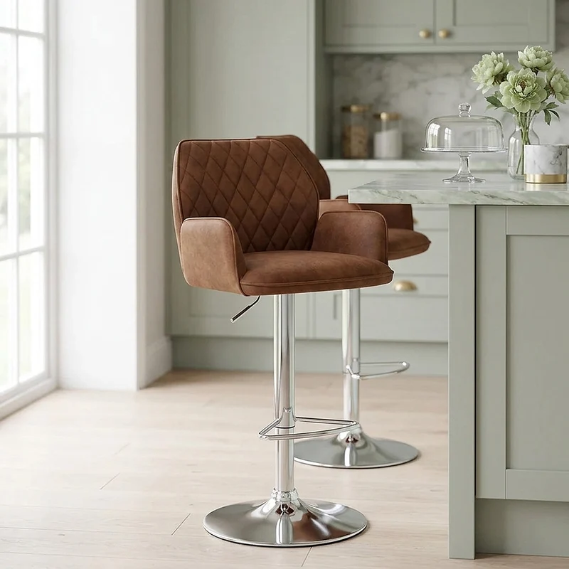 Chaise de bar Faux Daim - Harvard Marron