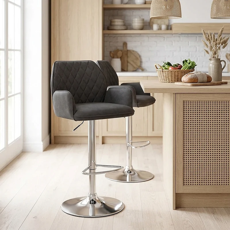 Chaise de bar Faux Daim - Harvard Gris Foncé