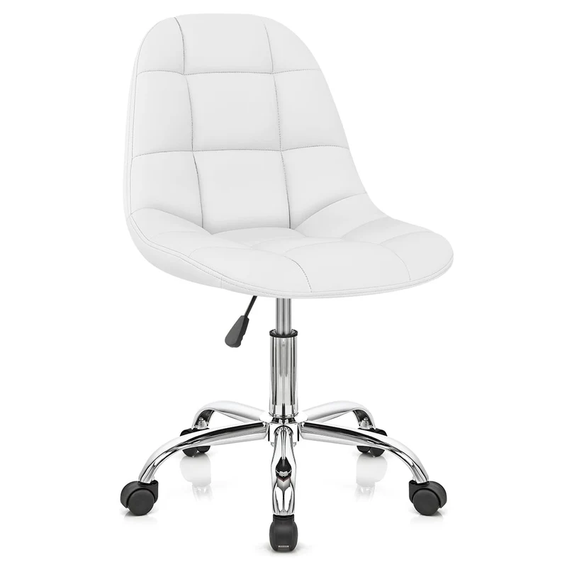 Chaise Faux Cuir Chrome - Rochelle Blanc