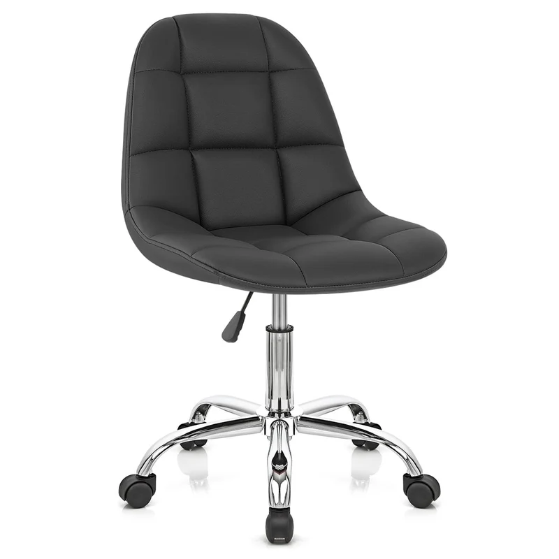 Chaise Faux Cuir Chrome - Rochelle Noir
