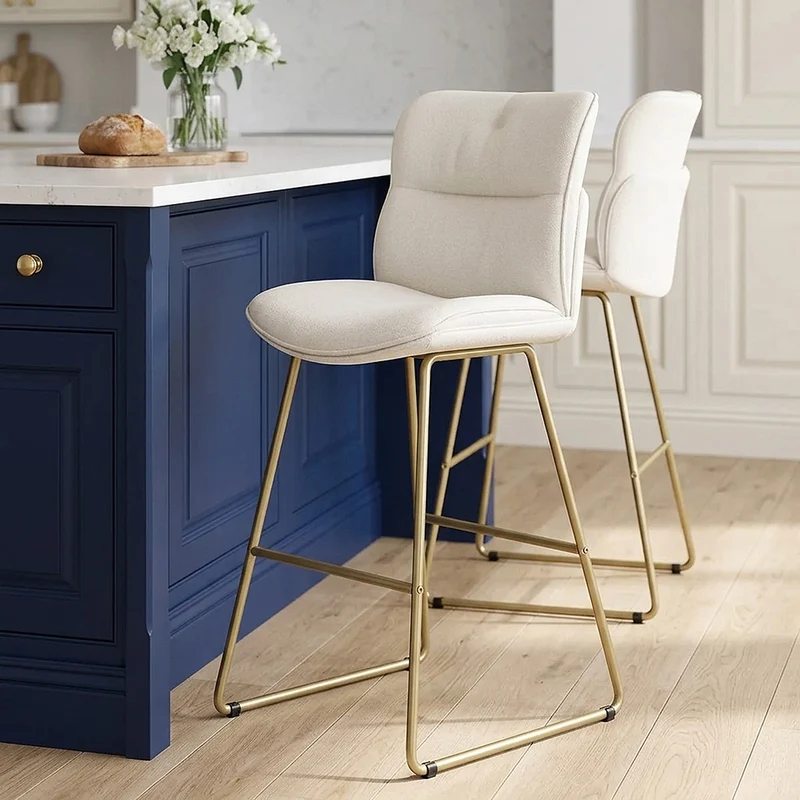 Tabouret de Bar Tissu - Finley Blanc