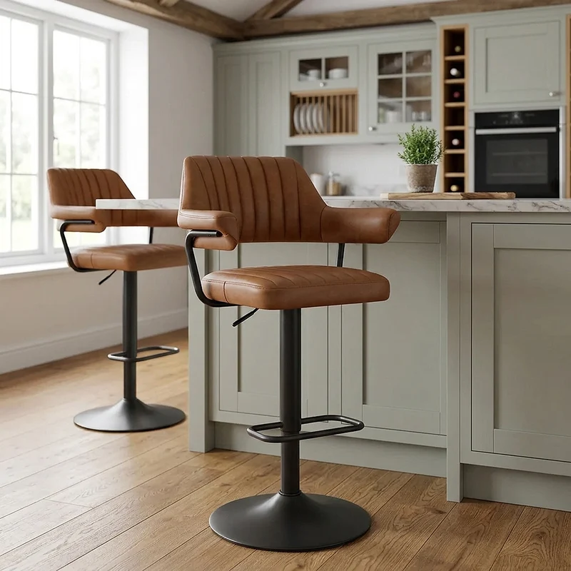 Tabouret de bar Cuir Véritable - Scout Marron