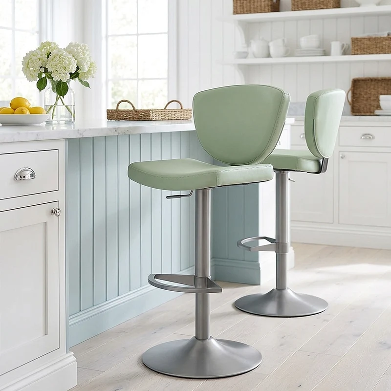 Tabouret de Bar Cuir Véritable - Pearl Vert