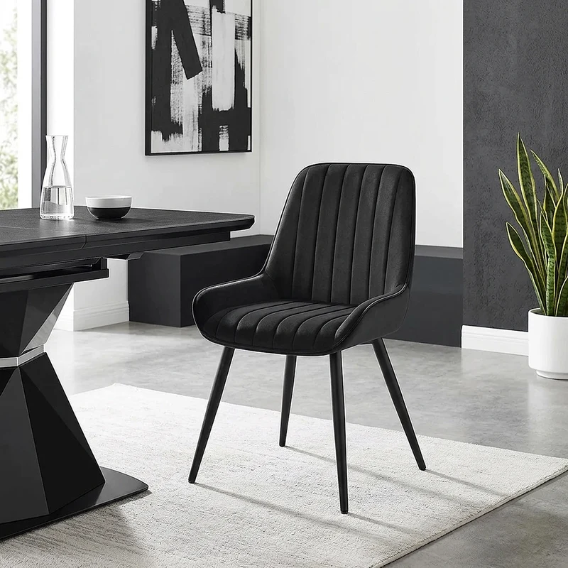 Chaise Velours - Mustang Noir