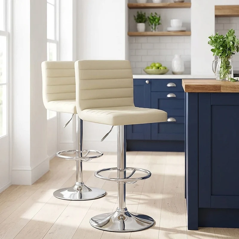 Chaise de Bar Faux Cuir Chrome - Mint Crème