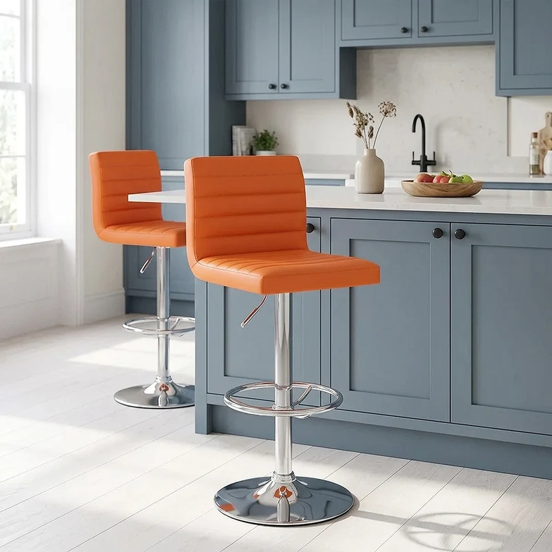 Chaise de Bar Faux Cuir Chrome - Mint Orange