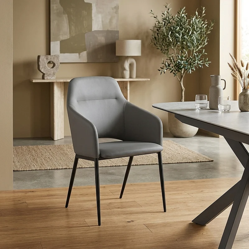 Chaise Faux Cuir - Palma Gris Foncé