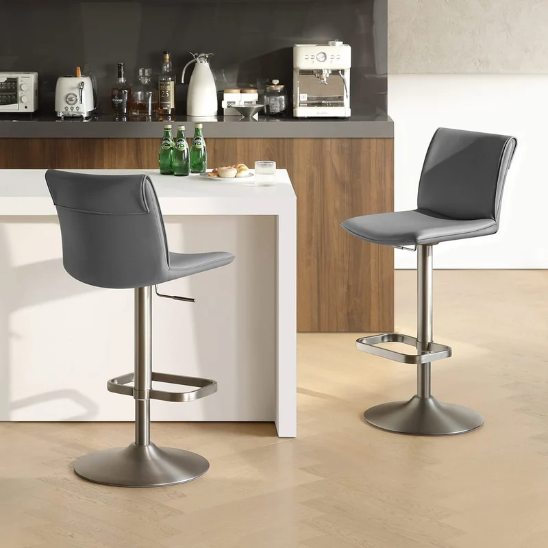 Tabouret de Bar Faux Cuir - Alto Gris Foncé