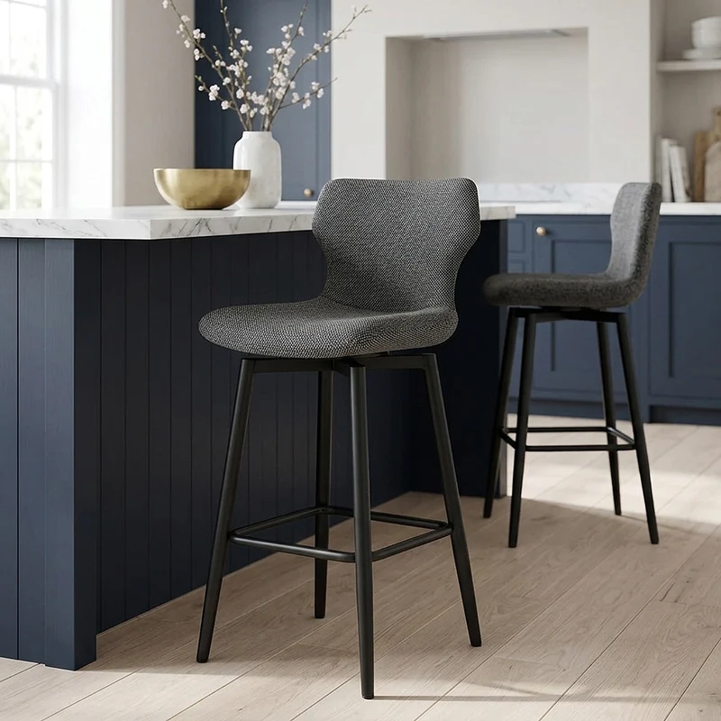 Tabouret de Bar Tissu - Elle Gris Foncé