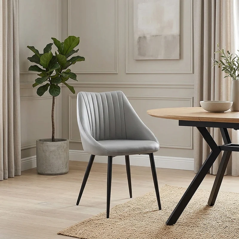 Chaise Cuir Véritable - Strata Gris