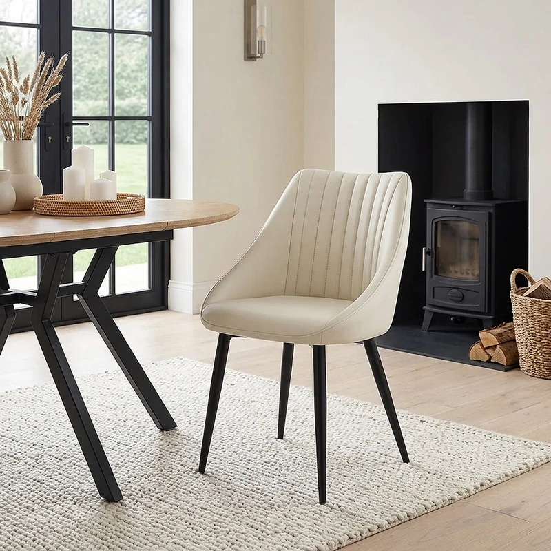 Chaise Cuir Véritable - Strata Crème
