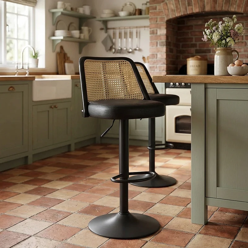 Tabouret de Bar Faux Cuir - Drew Noir