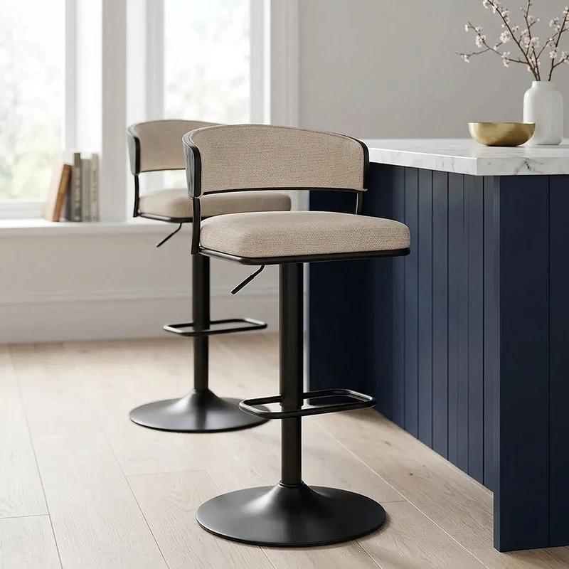 Tabouret de bar Tissu - Alexa Crème