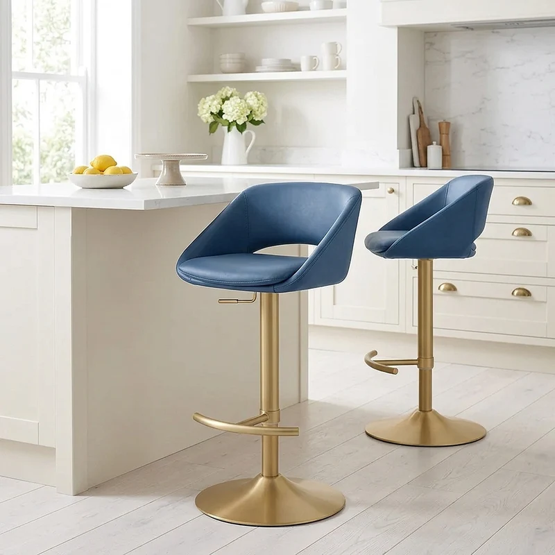 Tabouret de Bar Metal Doré - Tulsa Bleu