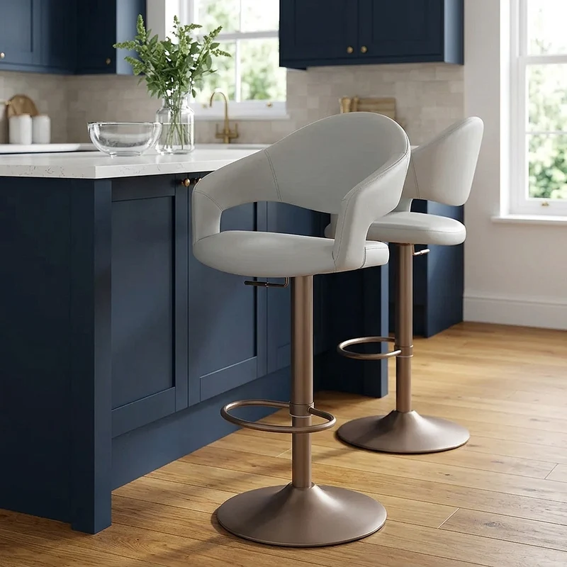 Tabouret de bar faux cuir - Washington Gris