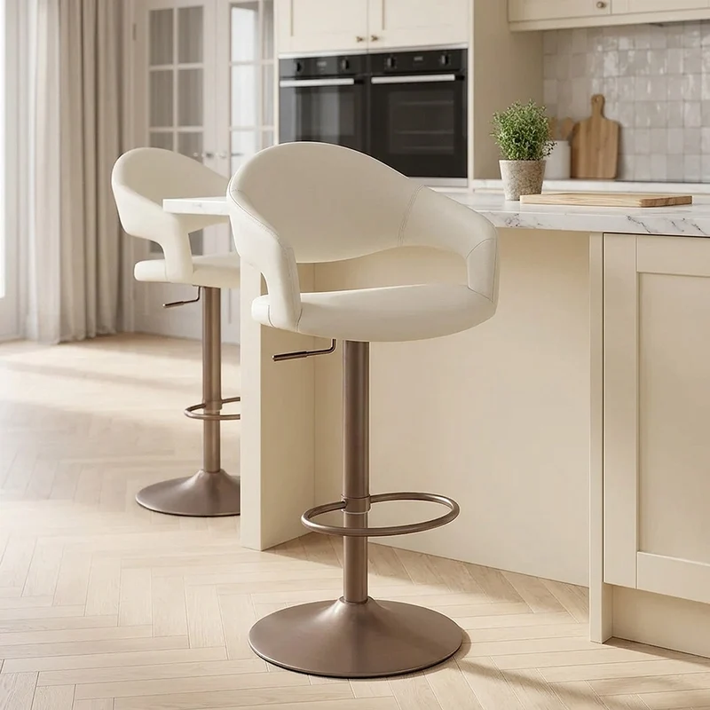 Tabouret de bar faux cuir - Washington Crème