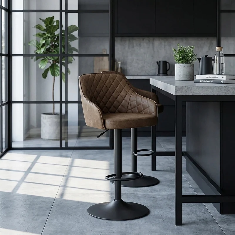 Tabouret Faux Cuir - Perth Marron