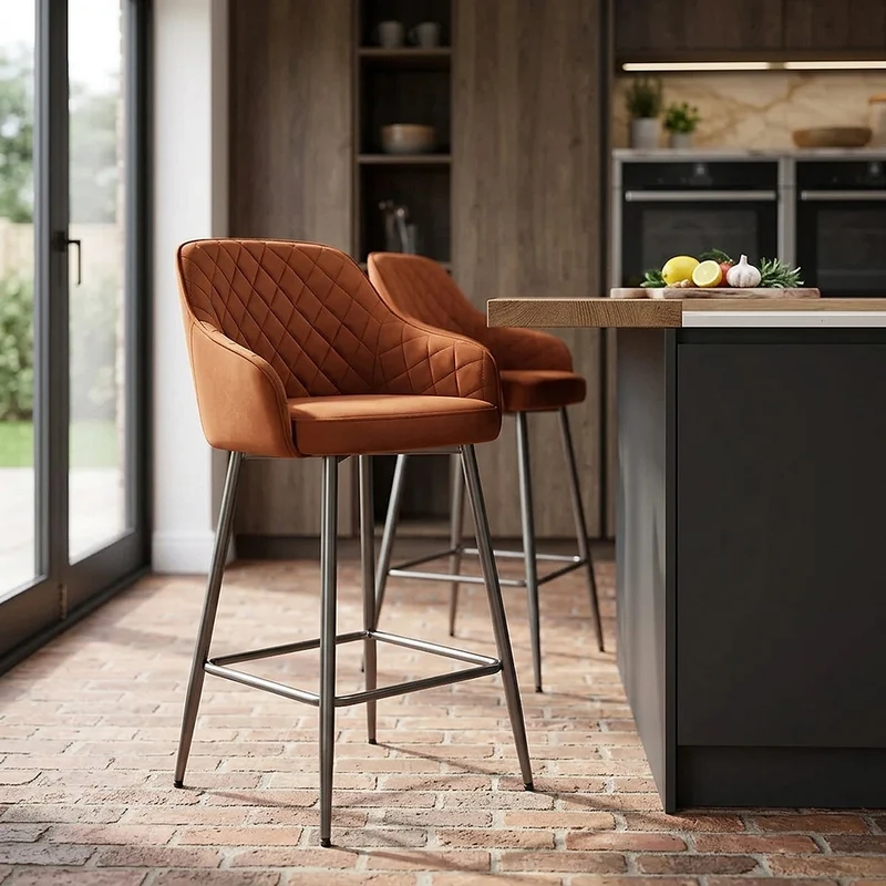Tabouret de Bar Velours - Sydney Marron