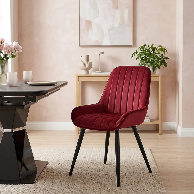 Chaise Velours - Mustang Rouge