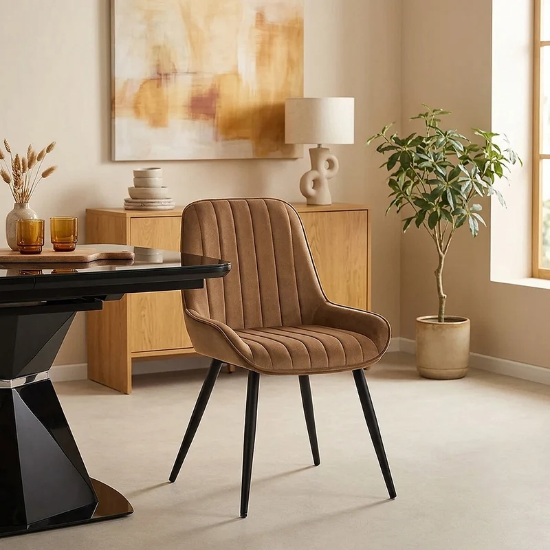 Chaise Velours - Mustang Marron