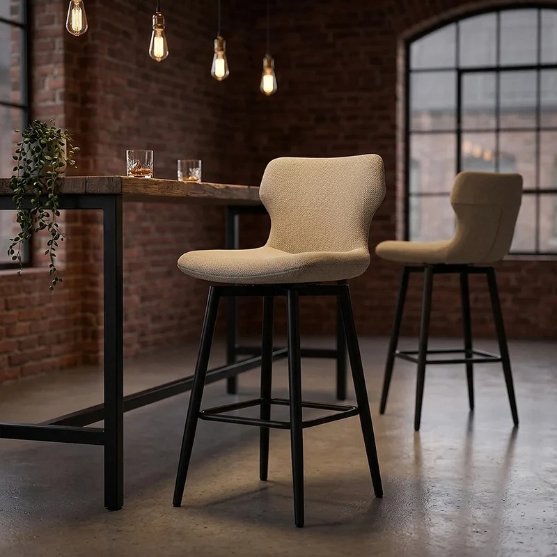 Tabouret de Bar Tissu - Elle Crème