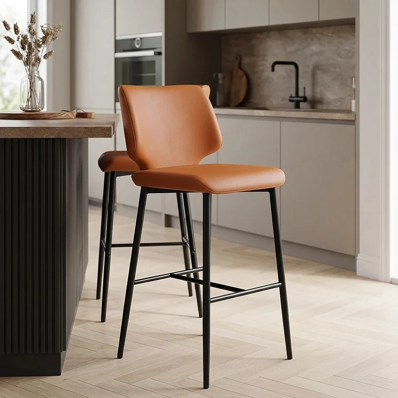 Tabouret de Bar Faux Cuir - Elan Orange