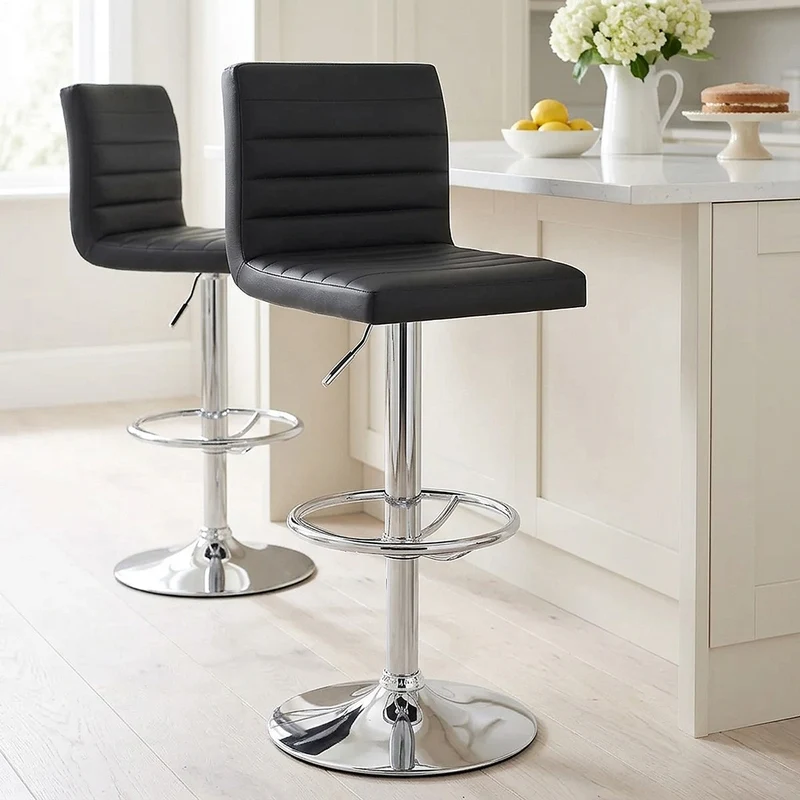 Chaise de Bar Faux Cuir Chrome - Mint Noir