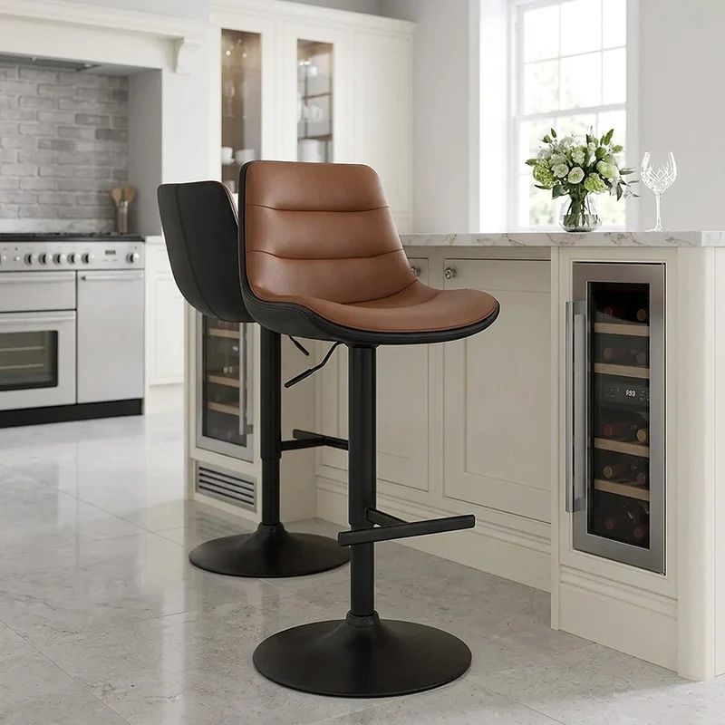 Tabouret Faux Cuir - Lattice Marron