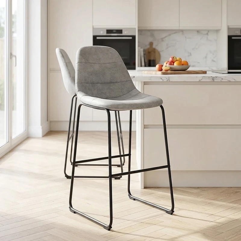 Tabouret de Bar Faux Daim - Platina Gris