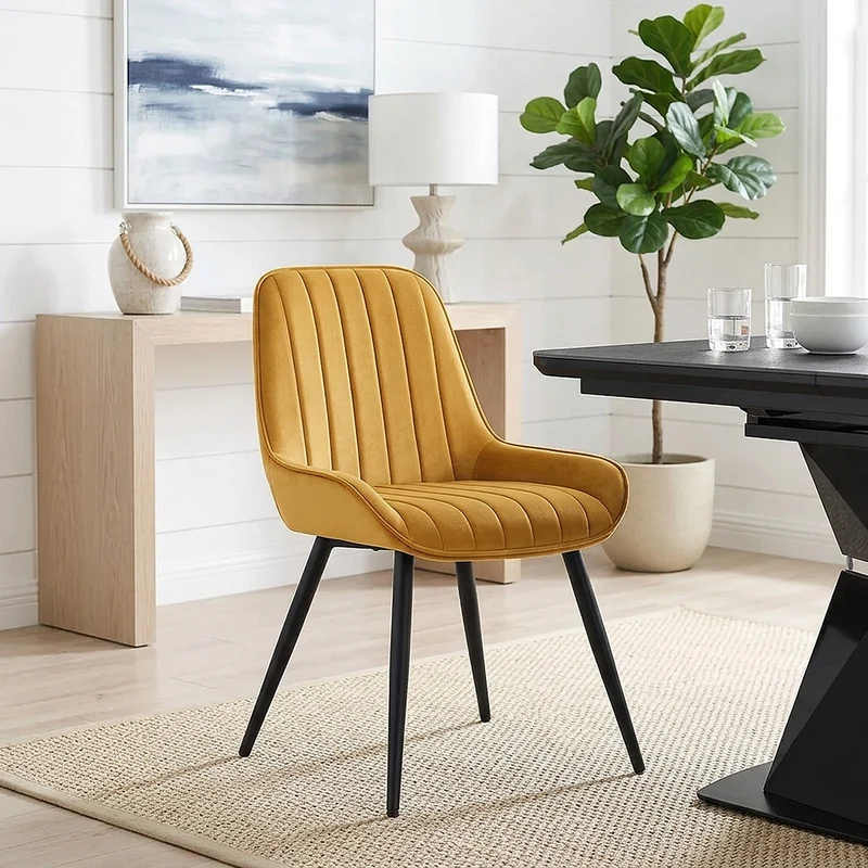 Chaise Velours - Mustang Jaune