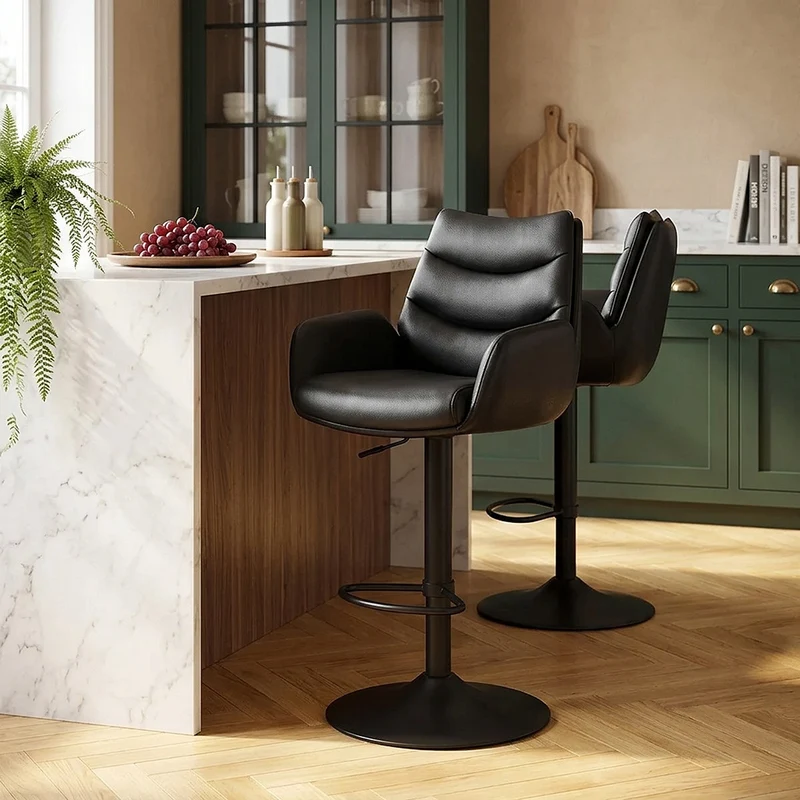 Tabouret Cuir Véritable - Madrid Noir