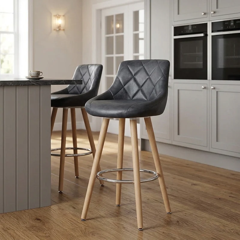 Tabouret de Bar Faux Cuir Antique - Fuse Bleu Foncé