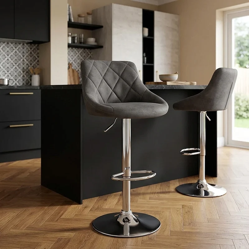 Tabouret de Bar Faux Daim Antique - Hype Gris Foncé